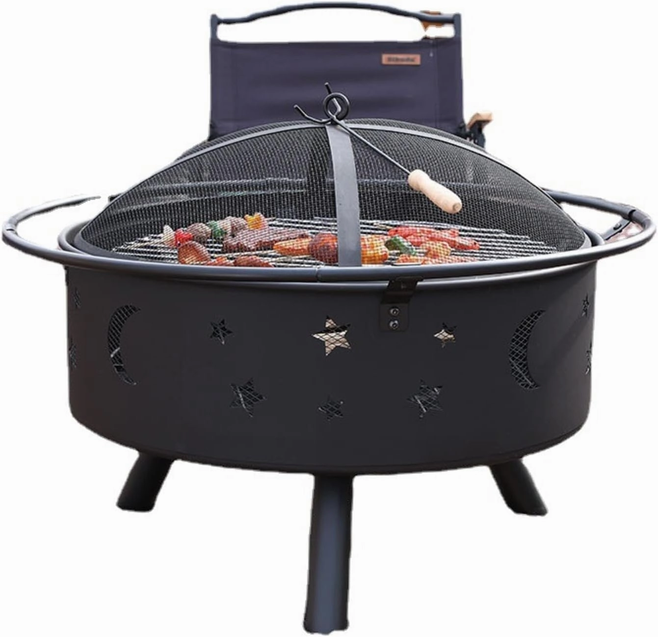 KAYNO Round Fire Pit with Lid - Outdoor Stove for Tea and BBQ