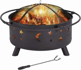 KAYNO Round Fire Pit with Lid - Outdoor Stove for Tea and BBQ