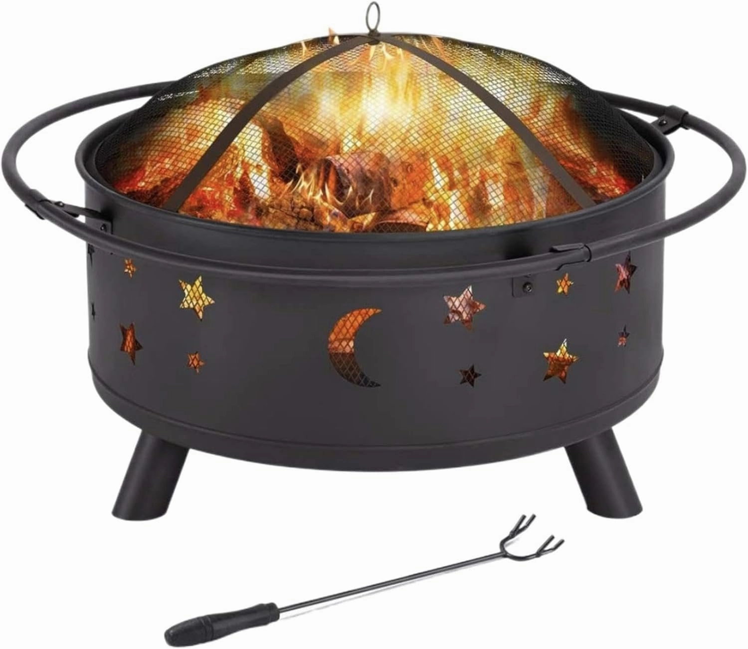 KAYNO Round Fire Pit with Lid - Outdoor Stove for Tea and BBQ