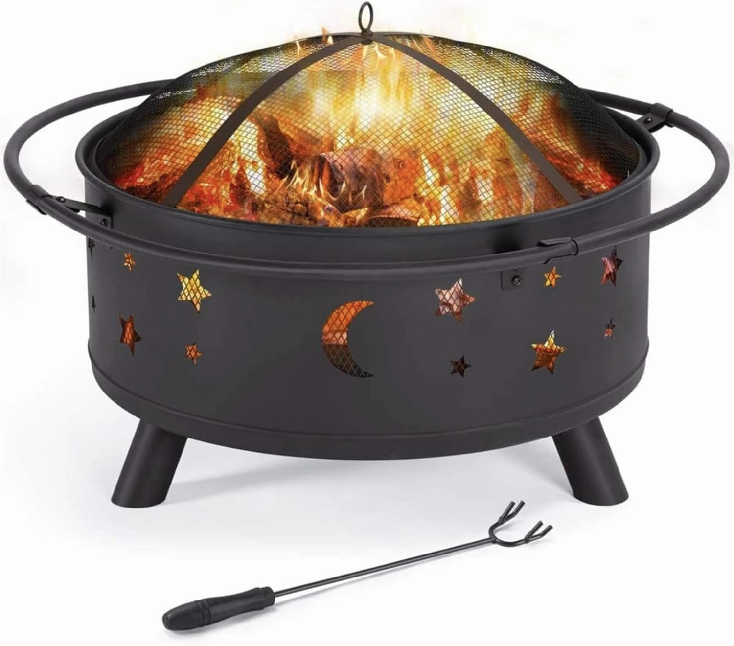 KAYNO Round Fire Pit with Lid - Outdoor Stove for Tea and BBQ