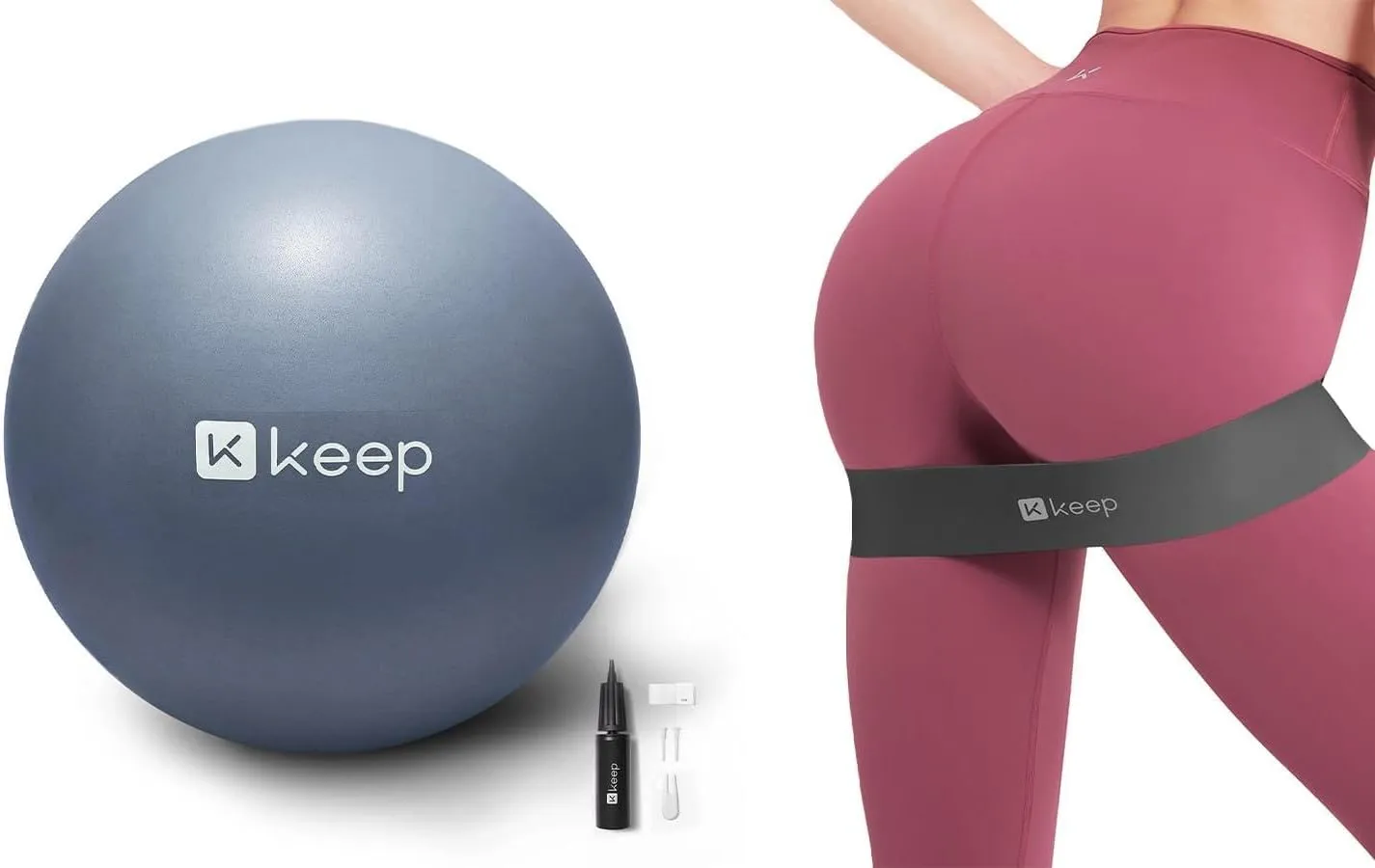 KEEP Anti-Burst Exercise Ball, Thickened Yoga Ball with Pump Resistance Loop Bands for Working Out Legs and Butt