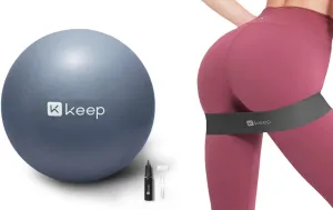 KEEP Anti-Burst Exercise Ball, Thickened Yoga Ball with Pump Resistance Loop Bands for Working Out Legs and Butt