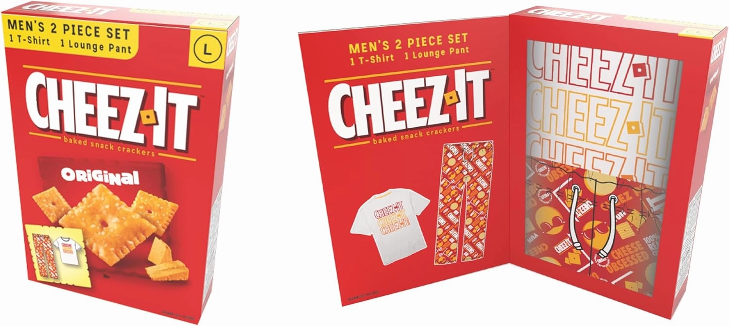 Kellogg's mens Cheez-it, Eggo & Frosted Flakes 2-pc Lounge Set With Tee & Lounge Pant in Gift Box, Multiple Designs in S-xl