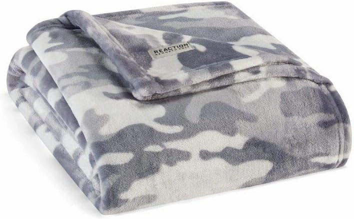 Kenneth Cole New York - Throw Blanket, Plush Fleece Bedding, Cozy Home Decor for Bed or Couch (Blend Out Grey, Throw) 50" X 70"