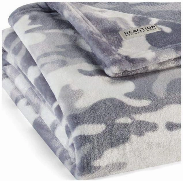 Kenneth Cole New York - Throw Blanket, Plush Fleece Bedding, Cozy Home Decor for Bed or Couch (Blend Out Grey, Throw) 50" X 70"