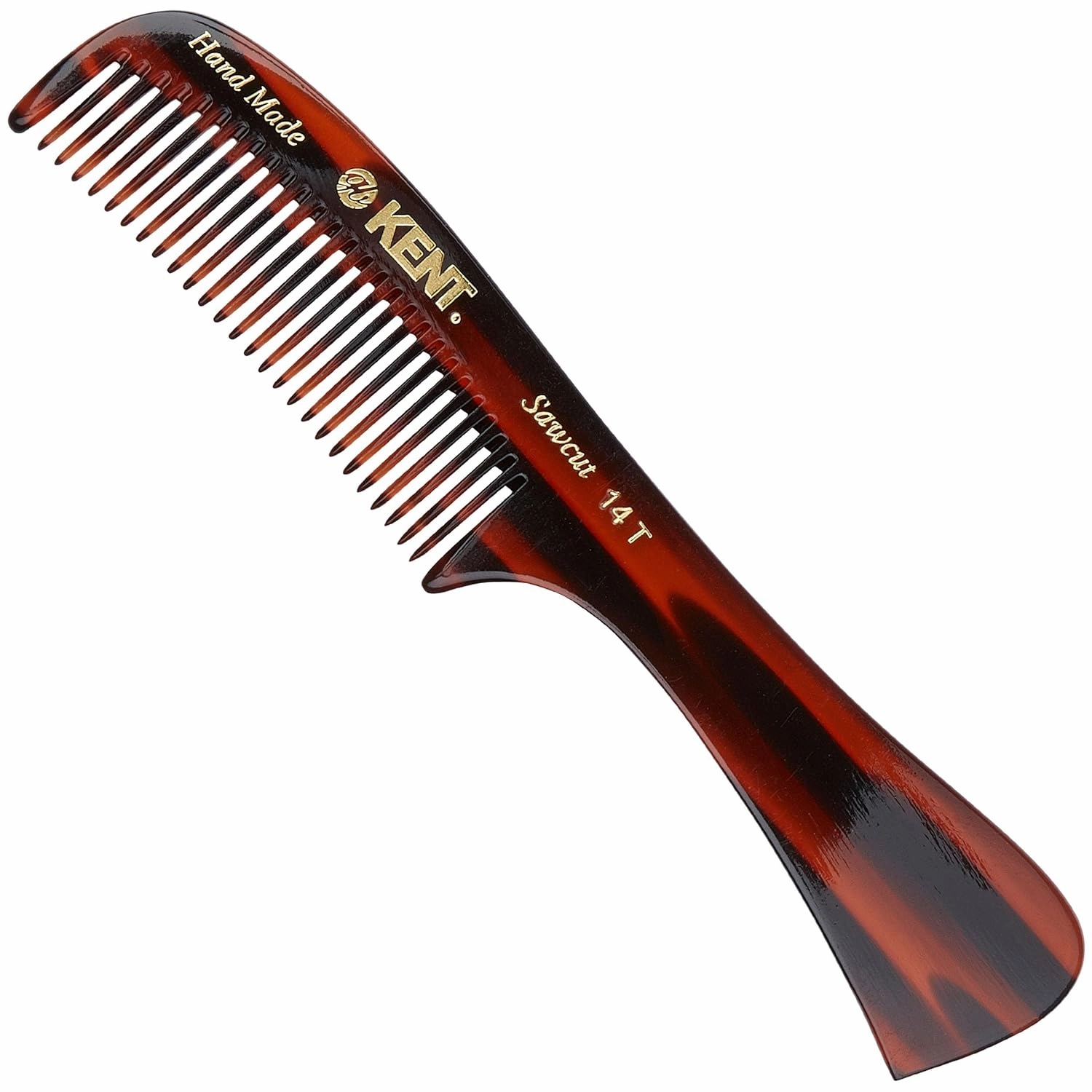 Kent 14T Hair Detangling Comb, Wide Tooth Comb for Long Hair, Wet and Dry Handmade Detangler for Women, Saw-Cut and Hand Polished Made in England