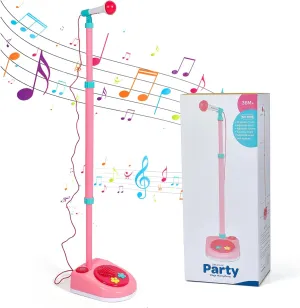 Kids Adjustable Standing Microphone Karaoke Machine Microphone with Stand for Singing Tour Toddler Musical Toy for 3 Years Old Boys Girls Birthday Gift 36M 