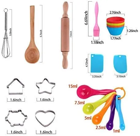 Kids Cooking and Toddler Knife Toys Set - 30Pcs Kids Knifes for Real Cooking and Baking Accessories , Toddlers Kitchen Tools Ages 3-10 Kids Birthday Gift (25 PCS)