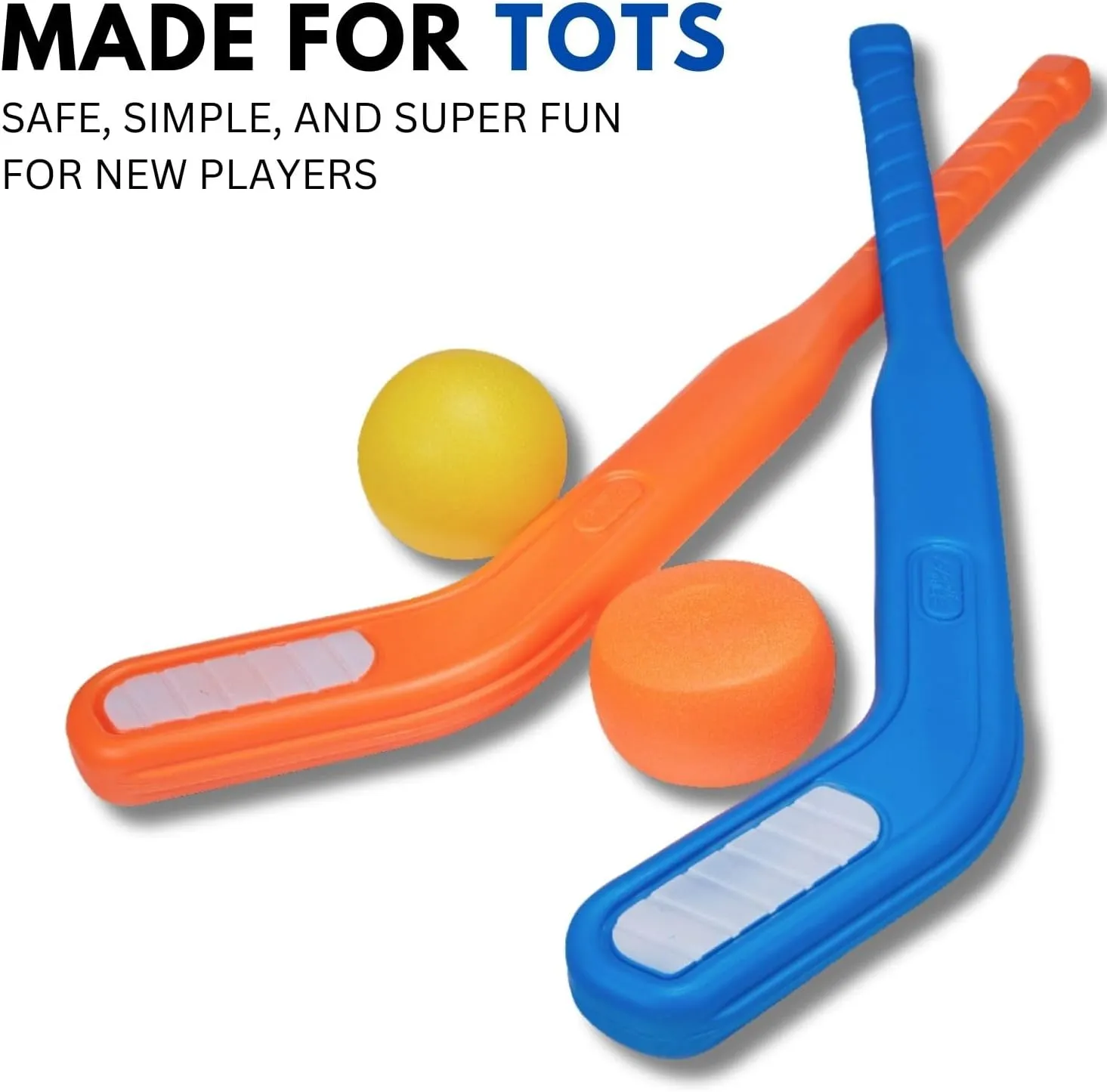 Kids Floor Hockey Stick Set - 29" Youth Indoor Outdoor Toys Sports Starter Set with Plastic Puck and Ball for Toddlers, Children Ages 3-7 (2 Pack)