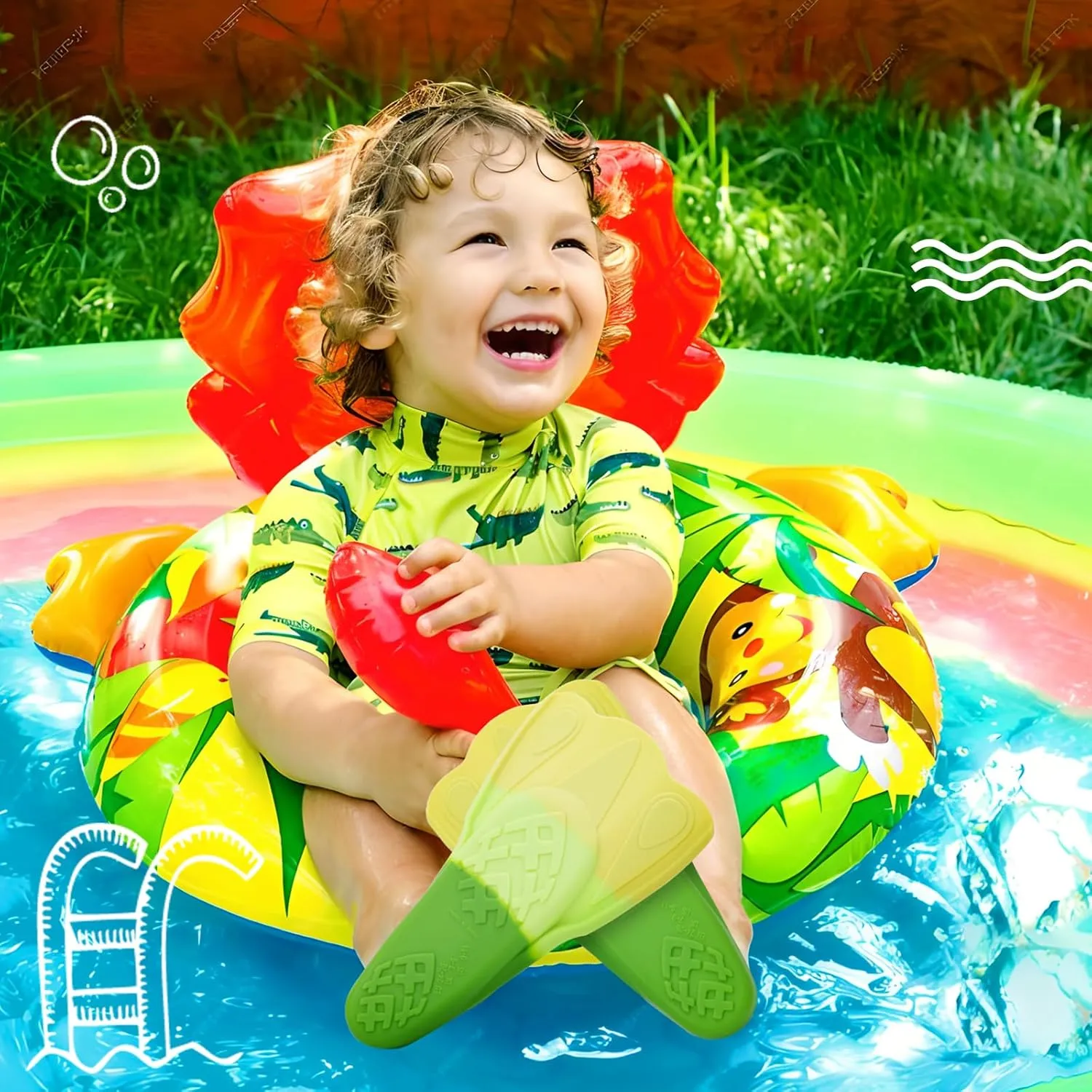 Kids Swim Training Fins, Comfortable Silicone Short Fins for Lap Swimming Flippers, Travel Size Flipper for Kids with Mesh Bag