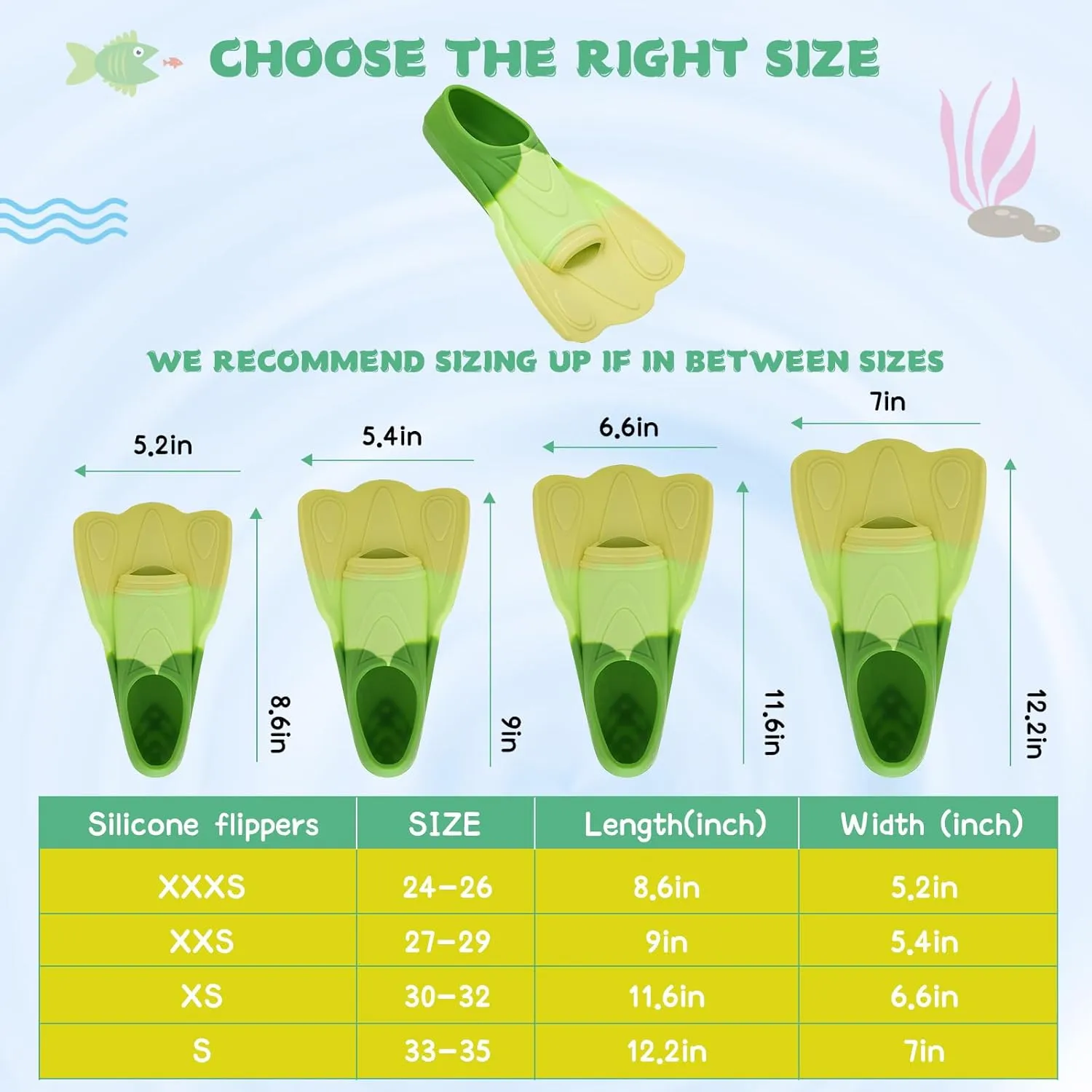 Kids Swim Training Fins, Comfortable Silicone Short Fins for Lap Swimming Flippers, Travel Size Flipper for Kids with Mesh Bag