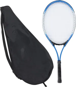 Kids Tennis Racket Shock Absorbing Aluminum Alloy Frame Training Tennis Racquet with Bag for Children Beginners Blue 26Inch