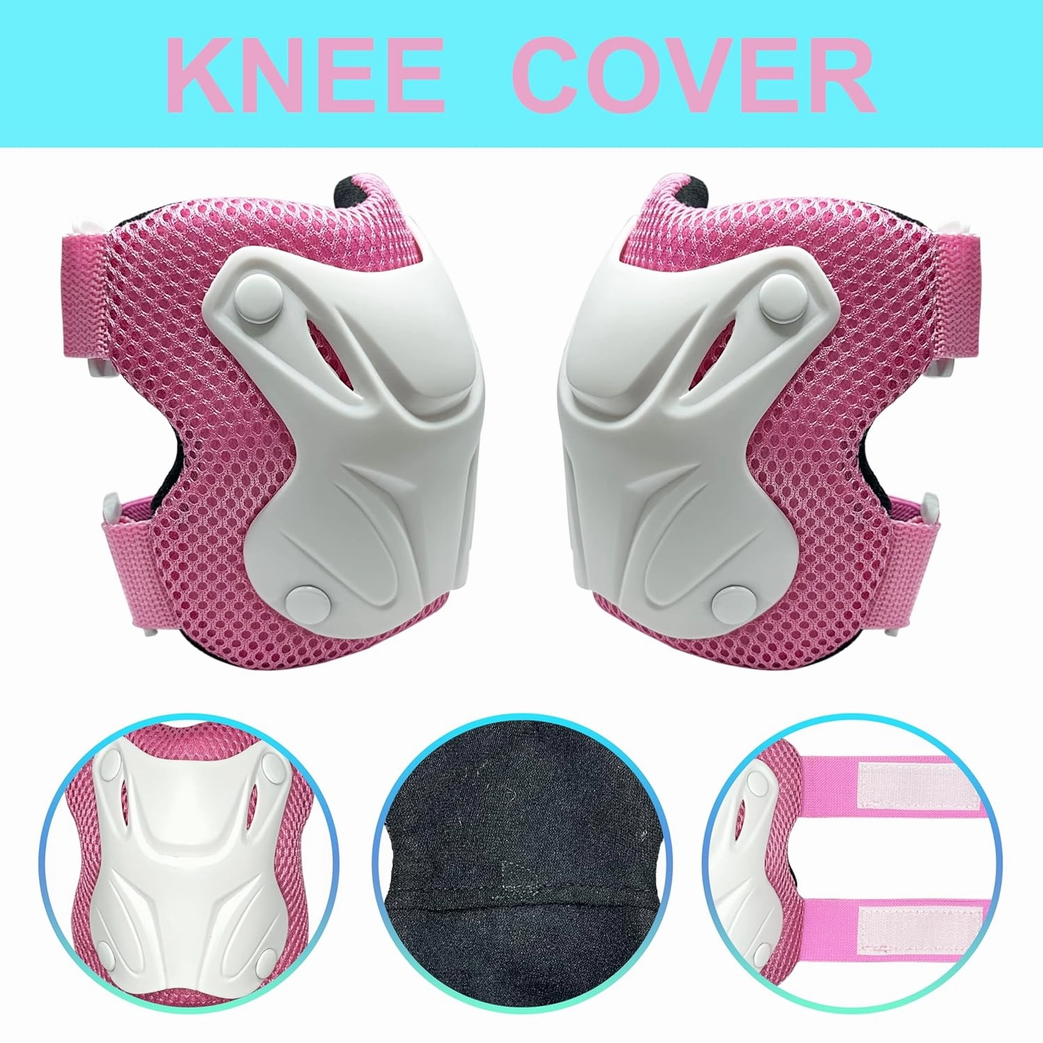 Kids and Youth Protective Gear Set,Include Knee Pads,Wrist Guards and Elbow Pads,Protective Gear Set for Skating Cycling Bike Rollerblading Scooter,Pink and Size S