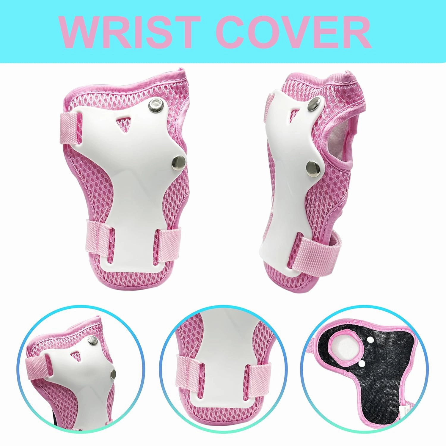 Kids and Youth Protective Gear Set,Include Knee Pads,Wrist Guards and Elbow Pads,Protective Gear Set for Skating Cycling Bike Rollerblading Scooter,Pink and Size S