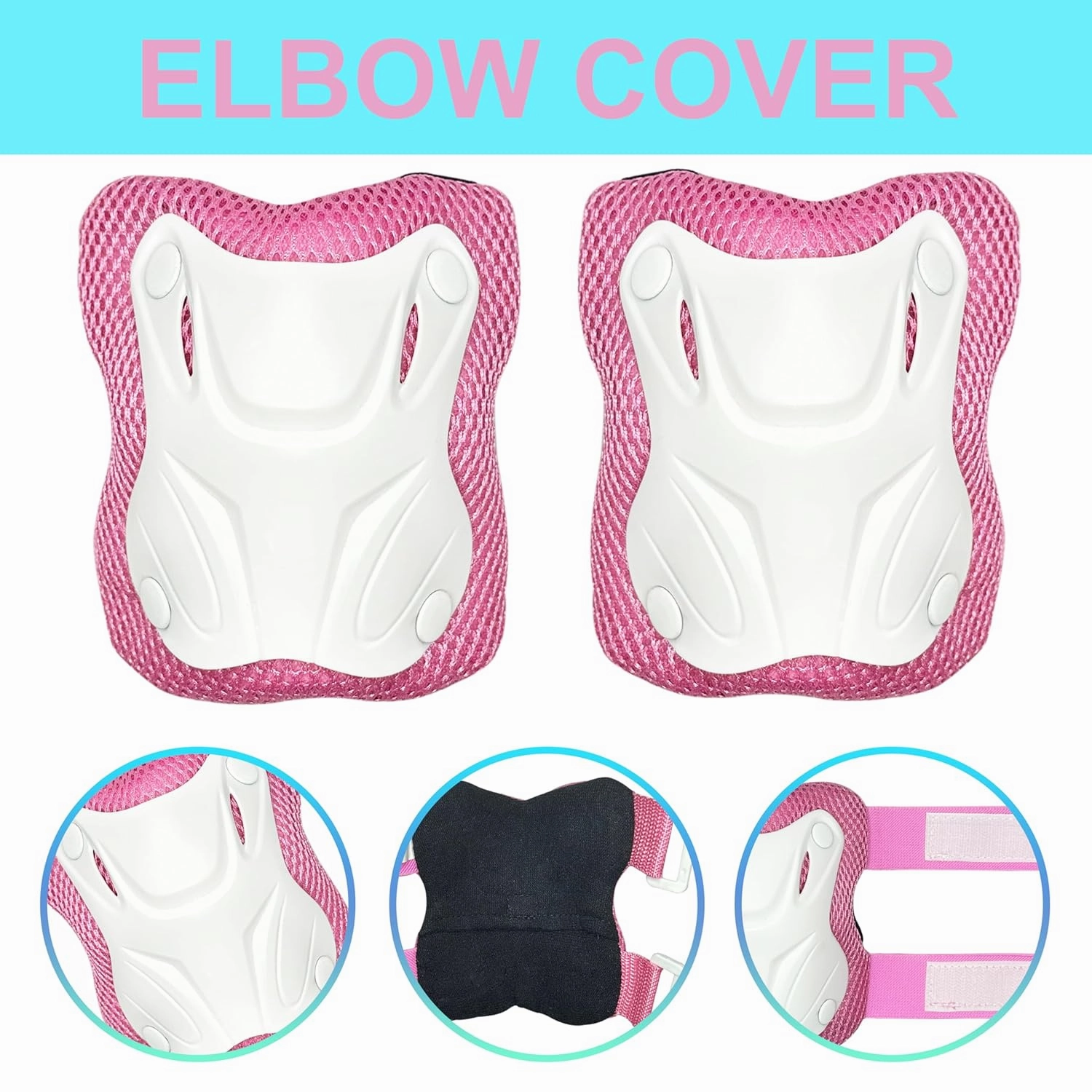 Kids and Youth Protective Gear Set,Include Knee Pads,Wrist Guards and Elbow Pads,Protective Gear Set for Skating Cycling Bike Rollerblading Scooter,Pink and Size S