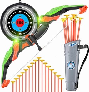 Kids Archery Set Toys with Light-up LED Includes 32 Suction Cup Arrows, Bow and Arrow for Kids 4-8 6-8 8-12, Outdoor Bow and Arrow Toys Gifts for 5 6 7 8 9 10 11 12 Year Old Boys