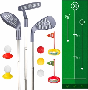 Kids Golf Club Set for 3-5 Year Olds, Adjustable Toddler Clubs with Putting Mat, Ourdoor Toy for Boys Girls