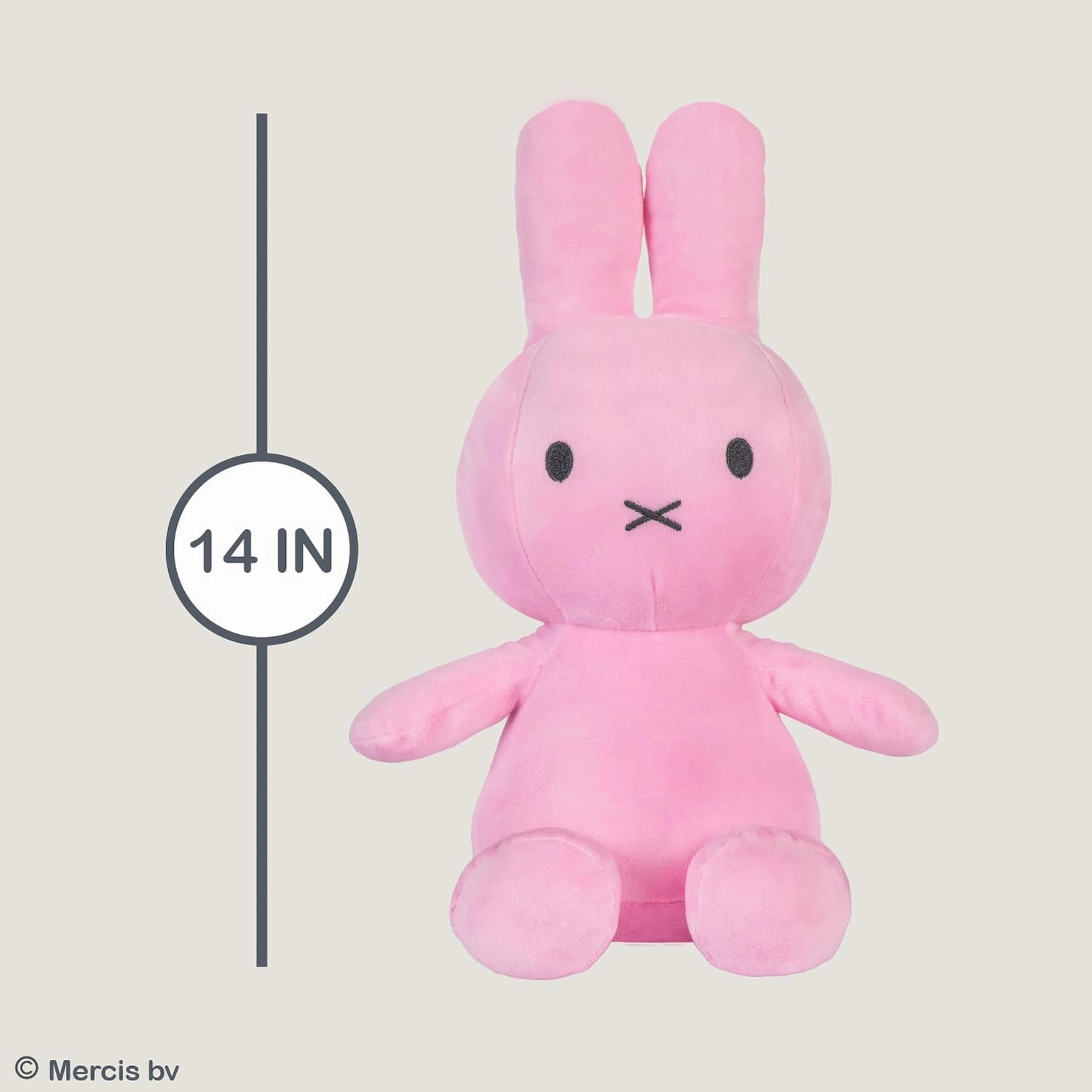 KIDS PREFERRED Miffy Plush Toy, 14 Inch Sitting Dutch Bunny Plush by Dick Bruna, Soft Boa Rabbit Bunny Stuffed Animal Plushie Doll for Girls and Boys - Pink