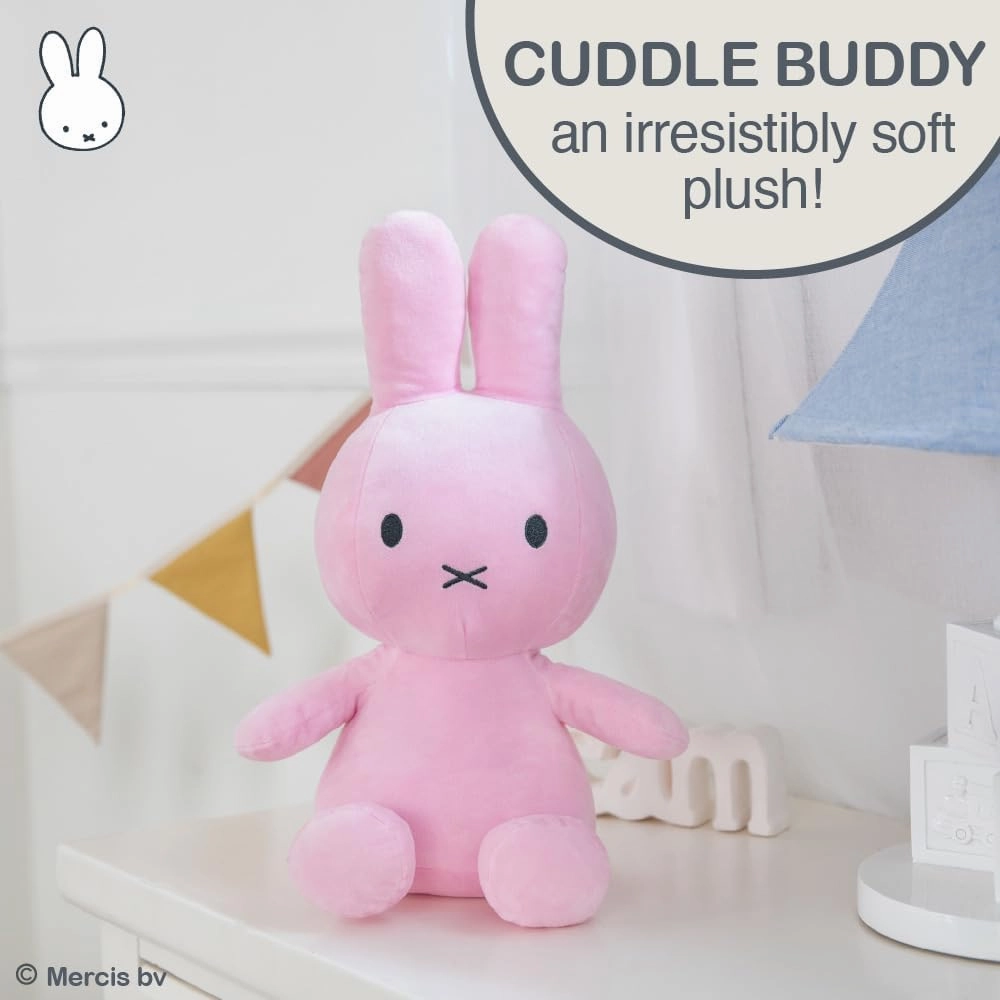 KIDS PREFERRED Miffy Plush Toy, 14 Inch Sitting Dutch Bunny Plush by Dick Bruna, Soft Boa Rabbit Bunny Stuffed Animal Plushie Doll for Girls and Boys - Pink