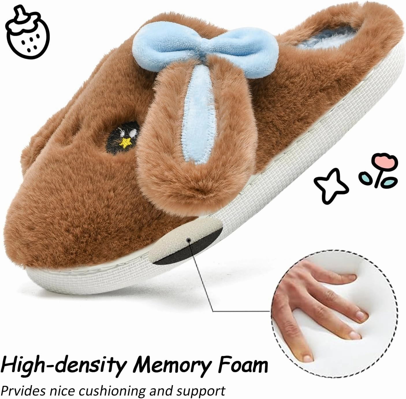 Kids Slippers Boys Girls Bunny Animal Slippers,Cute Bow Plush Funny Cartoon Rabbit Slippers,Comfy Fluffy Fuzzy Pillow Cloud Bedroom House Slippers Little/Big Kids