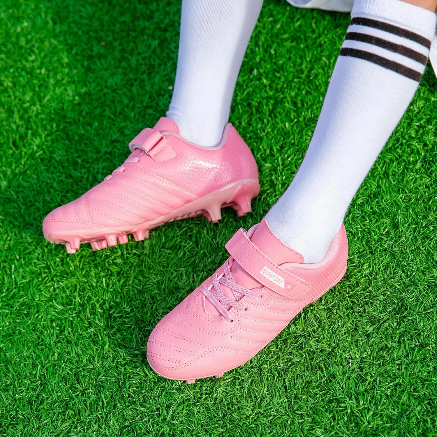 Kids Soccer Cleats Boys Girls Athletic Outdoor Firm Ground Youth Football Shoes(Little Kid/Big Kid)