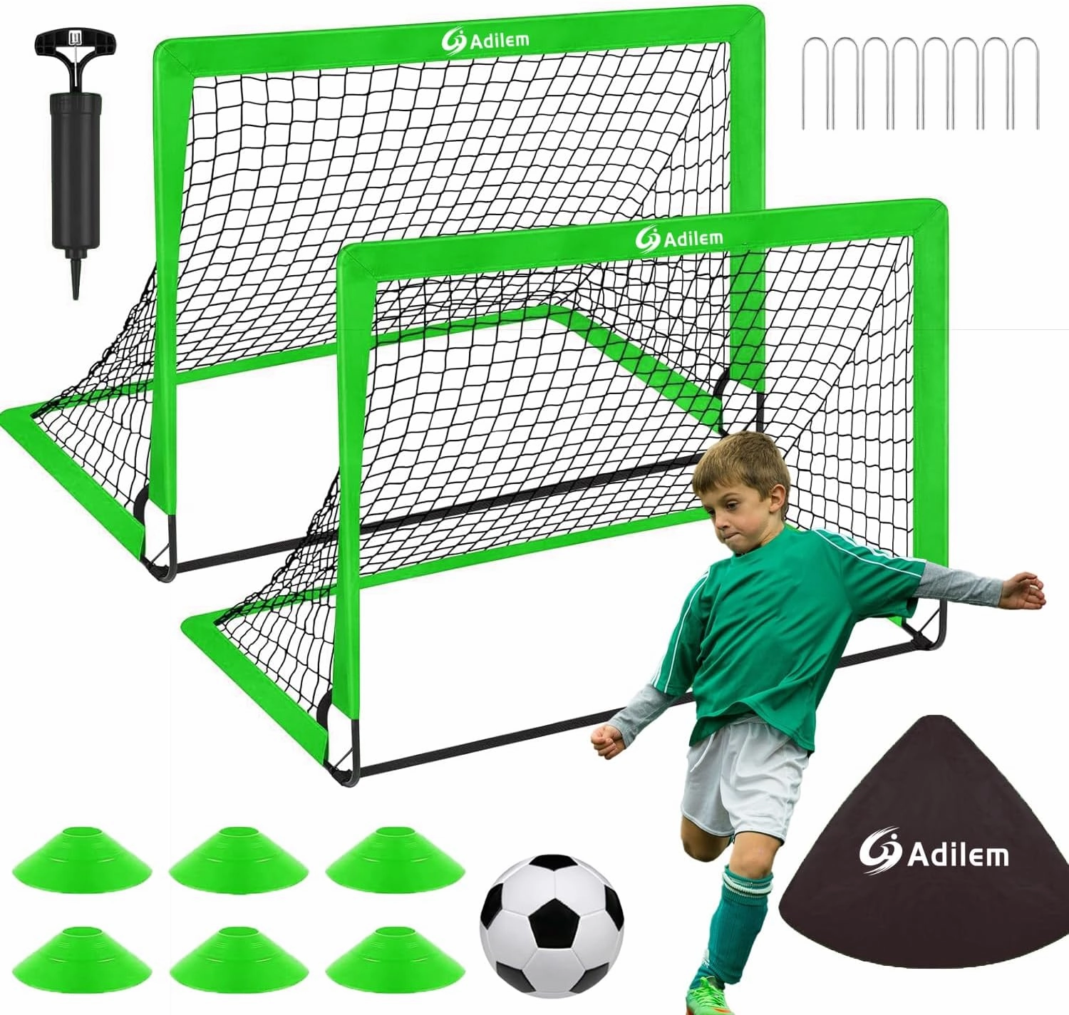 Kids Soccer Goals for Backyard Set - 2 of 4X3 ft Portable Soccer Goal Training Equipment, Pop Up Toddler Soccer Net with Soccer Ball, Outdoor Games for Toddlers Kids Teens