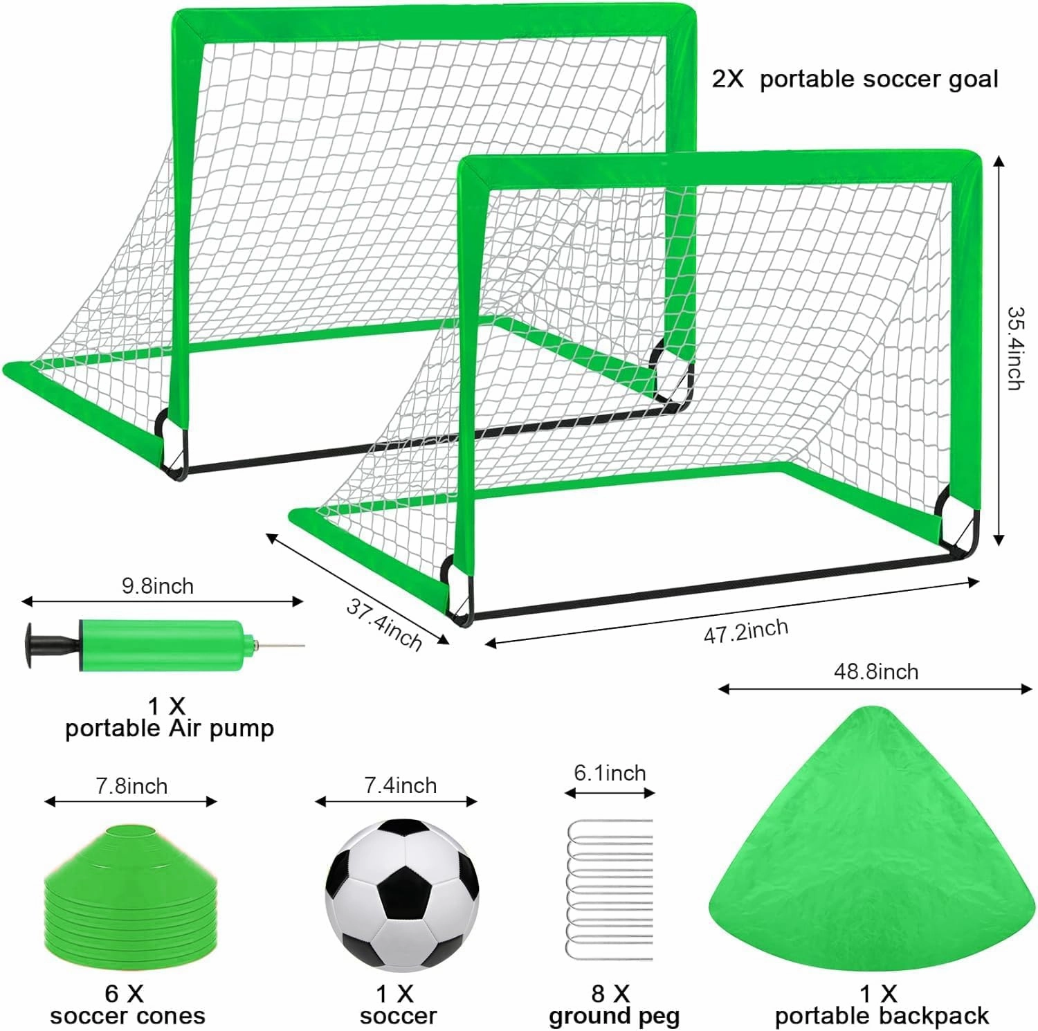 Kids Soccer Goals for Backyard Set - 2 of 4X3 ft Portable Soccer Goal Training Equipment, Pop Up Toddler Soccer Net with Soccer Ball, Outdoor Games for Toddlers Kids Teens