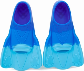 Kids Swim Training Fins, Comfortable Silicone Short Fins for Lap Swimming Flippers, Travel Size Flipper for Kids with Mesh Bag