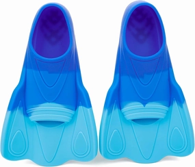 Kids Swim Training Fins, Comfortable Silicone Short Fins for Lap Swimming Flippers, Travel Size Flipper for Kids with Mesh Bag