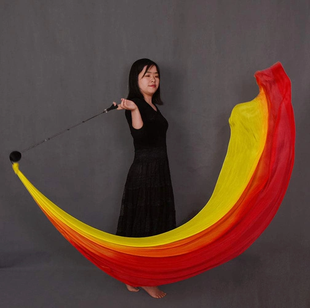 KIKIGOAL 2pcs 2.5x0.9M/98.43"x35.43" Multi-Color Dance Silk Veil Poi