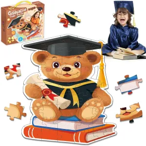 Kindergarten Preschool Graduation Gifts for Kids, Teddy Bear Graduation Floor Puzzles for Kids Age 4-8 Grad Gift Basket for Boy Girls