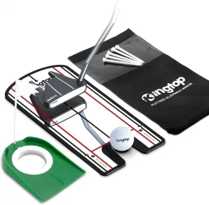 KINGTOP Golf Putting Mirror - Alignment Putting Training Aids for Consistency & Accuracy - Ideal for Indoor | Outdoor Practice, with Carry Bag and Golf Tees