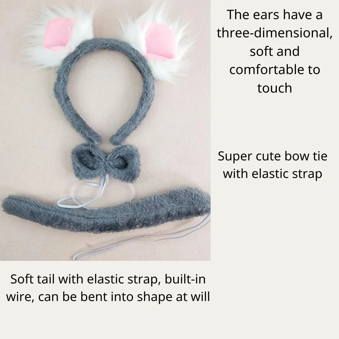 Kirei Sui 4-Piece Scampering Squirrel Koala Costume Set with Ears Headband & Tutu Halloween Dress Up for Kids