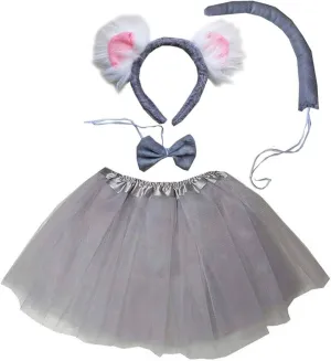 Kirei Sui 4-Piece Scampering Squirrel Koala Costume Set with Ears Headband & Tutu Halloween Dress Up for Kids