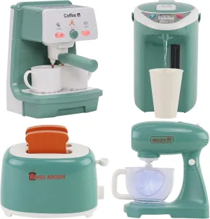 Kitchen Appliances for Kids Pretend Play Set Cooking Toys with Coffee Maker, Blender, Mixer, Toaster, Play Food, Utensils Kitchen Accessories Set for Girls Boys Gift