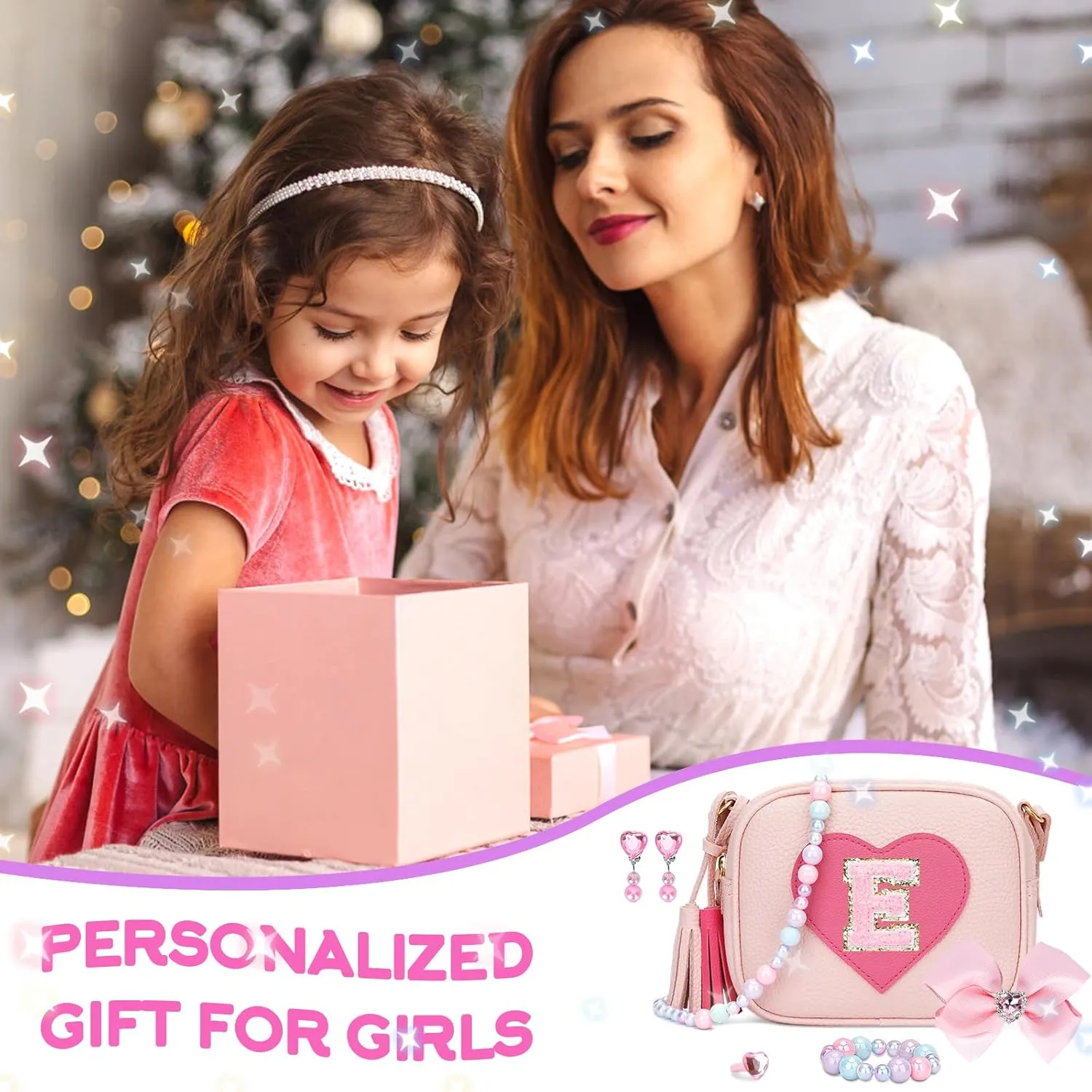 KKXIU Gifts For 3 4 5 6 7 8 Year Old Girls Dress Up Jewelry Kids Toys Toddler Purse Heart Little Girl Bag (E, Pink)