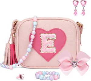 KKXIU Gifts For 3 4 5 6 7 8 Year Old Girls Dress Up Jewelry Kids Toys Toddler Purse Heart Little Girl Bag (E, Pink)