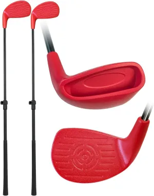 KOFULL Golf Clubs with Extendable Shaft – Backyard Outdoor Golf Club with Oversize Club Head for Golf Game with Buckets – Length Adjustable for Family – 2 Packs Right-Handed Training 21"-35", Red