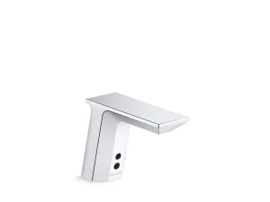KOHLER K-13466-SATA Geometric Touchless single-hole lavatory faucet with Insight sensor technology and temperature mixer, DC-powered, less drain, 0.35 gpm