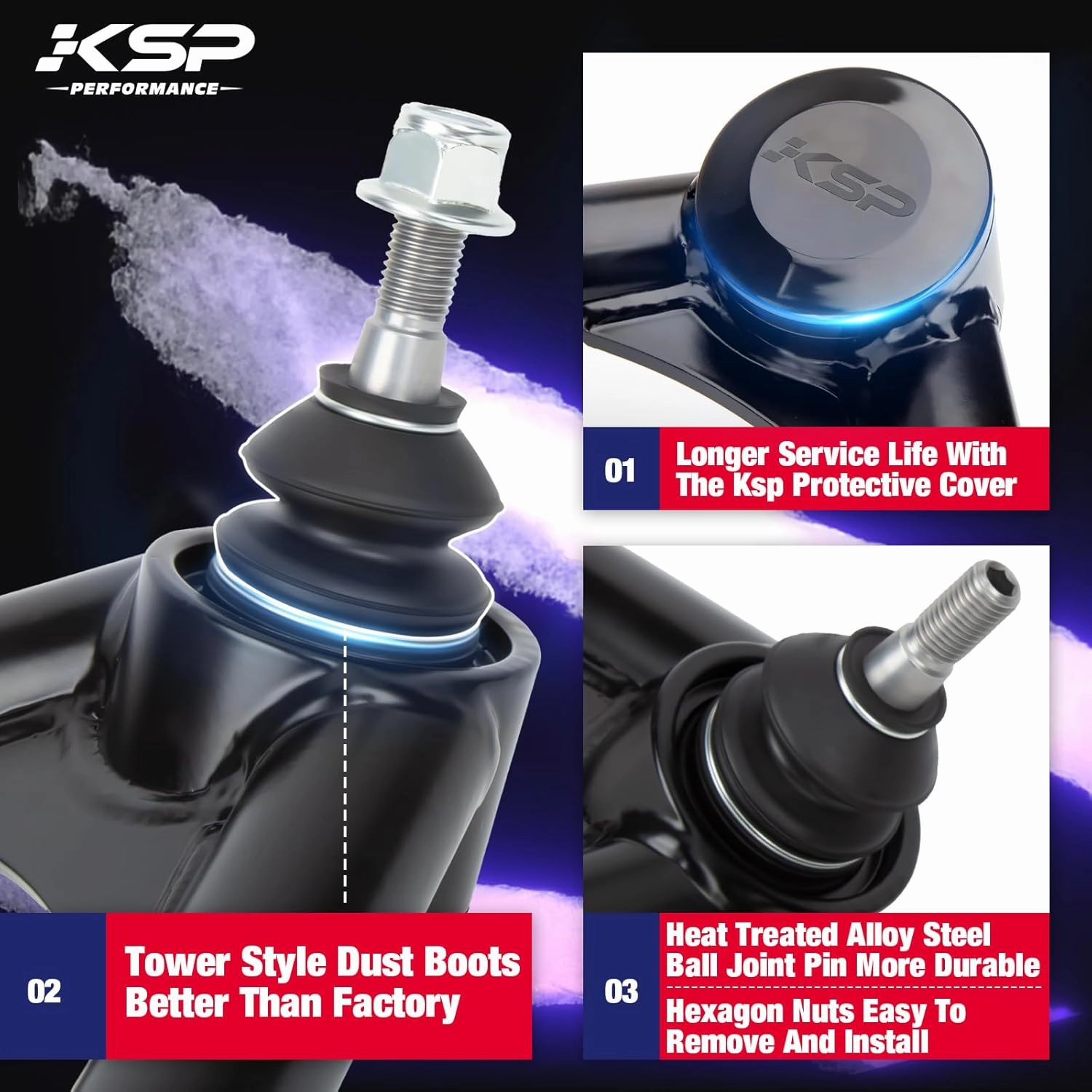 KSP 4Runner Upper Control Arm, 2-4in Adjustable Front Control Arm Compatible with Toyota FJ Cruiser Land Cruiser Prado J120 J150, Aftermarket Arm Replace Stock A-arm After 2-4" Lift on Lexus J120 J150