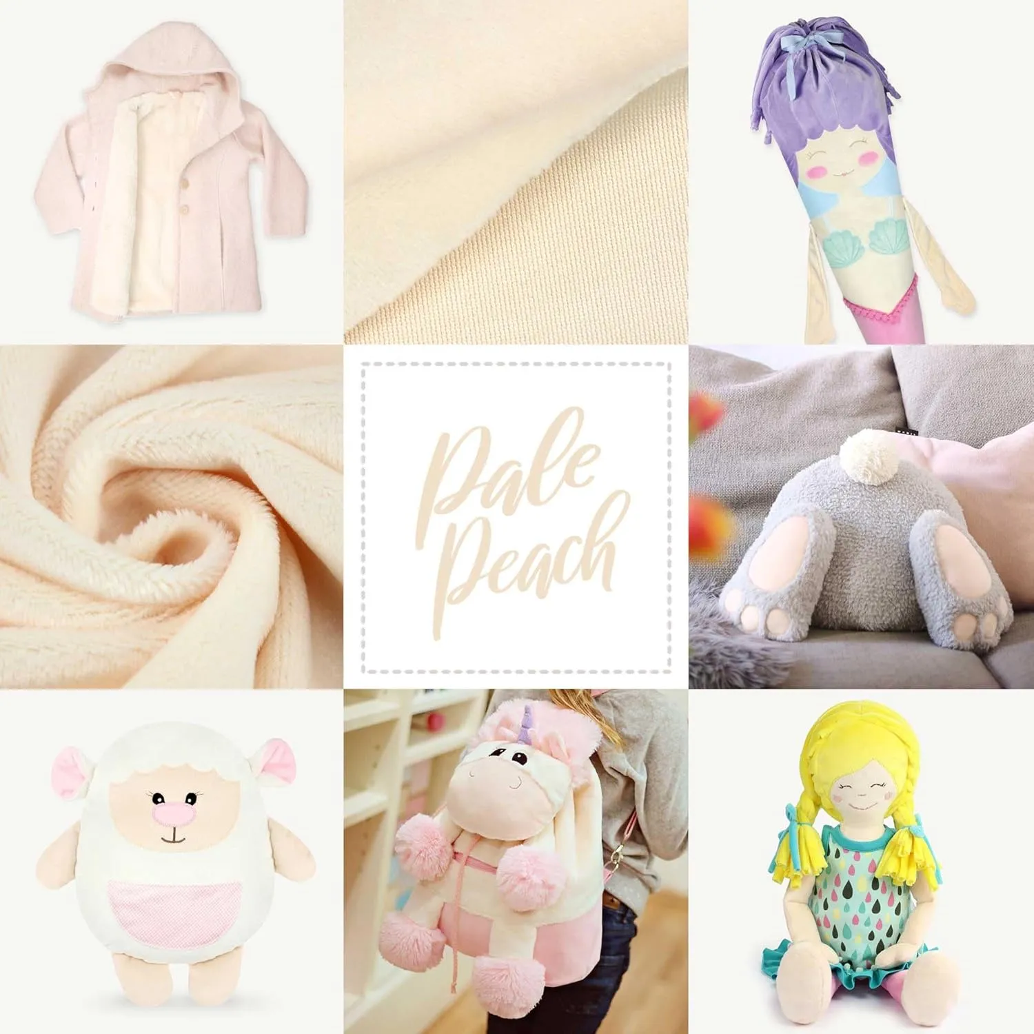 kullaloo Plush Fabric | Solid Pale Peach Minky Fabric for Sewing | Super Soft Cuddle Material | 39.5x29.5 | Plushies, Baby Blankets, Pillows, Dog Beds, Cat Beds, Baby Accessories, Apparel & More