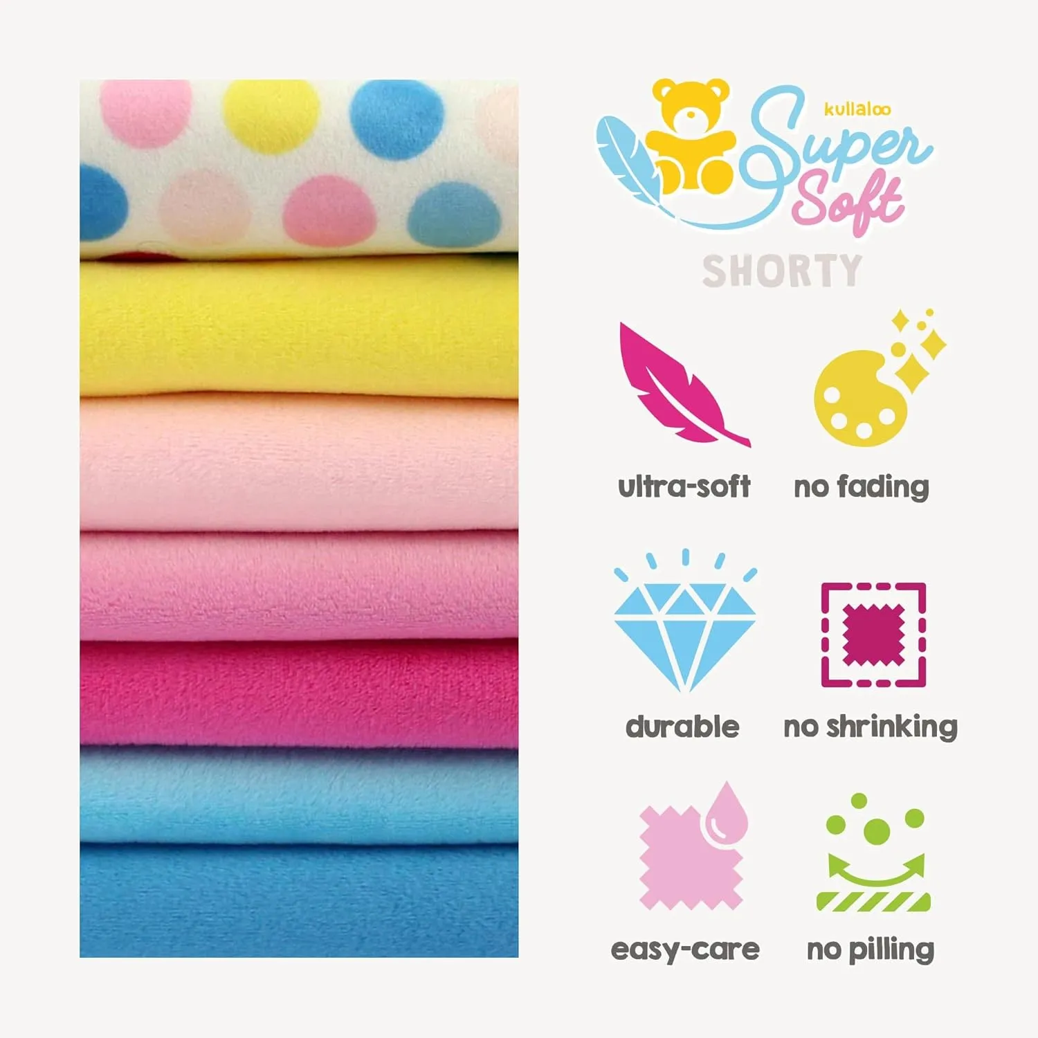 kullaloo Plush Fabric | Solid Pale Peach Minky Fabric for Sewing | Super Soft Cuddle Material | 39.5x29.5 | Plushies, Baby Blankets, Pillows, Dog Beds, Cat Beds, Baby Accessories, Apparel & More