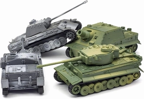 Kvvdi 4 Sets Upgrade 3D Puzzles Plastic Model Toy Tank Kit for Adults, Military Tiger Tank Model, Premium Scale Model Tanks Kits Collection
