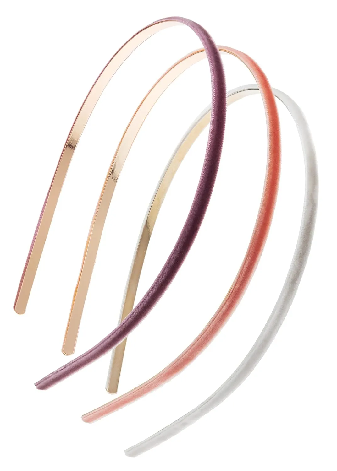 L. Erickson Velvet Skinny Headband 3-Pack, Lavendar/Petal/White