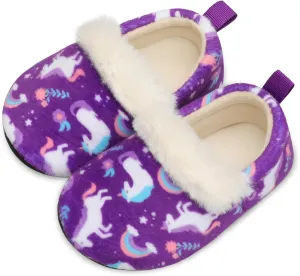L-RUN Toddler Slippers for Girls Boys Warm House Shoes for Kids Baby Sock Shoes Non-Slip Rubber Sole Winter Home Slippers for Indoor