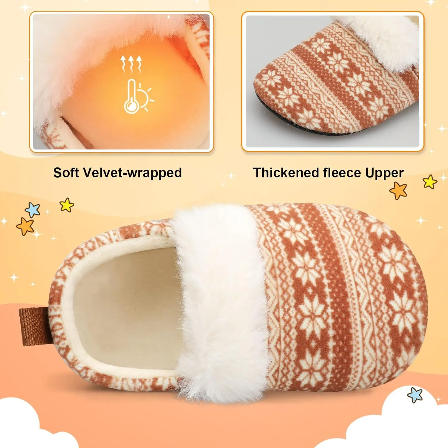 L-RUN Toddler Slippers for Girls Boys Warm House Shoes for Kids Baby Sock Shoes Non-Slip Rubber Sole Winter Home Slippers for Indoor