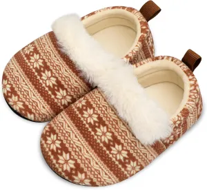 L-RUN Toddler Slippers for Girls Boys Warm House Shoes for Kids Baby Sock Shoes Non-Slip Rubber Sole Winter Home Slippers for Indoor