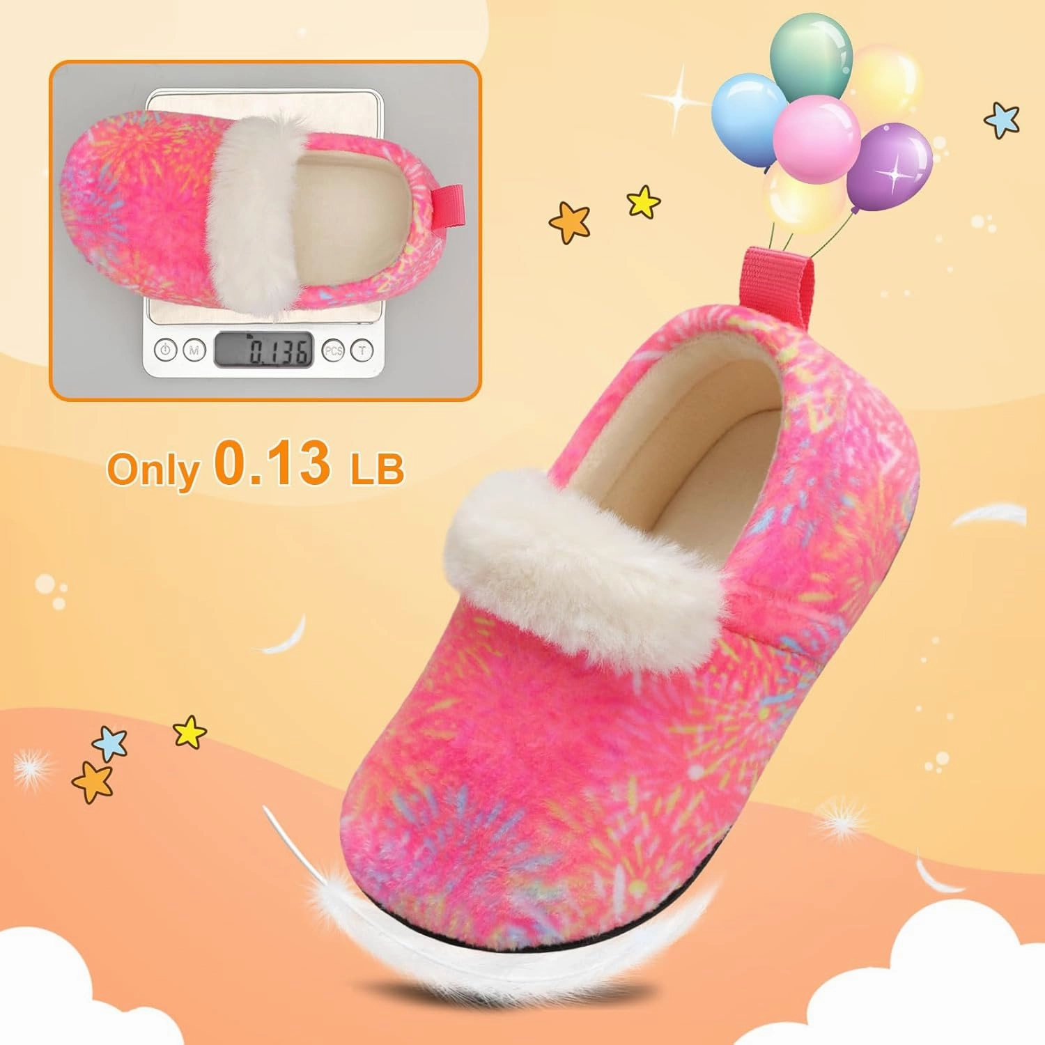 L-RUN Toddler Slippers for Girls Boys Warm House Shoes for Kids Baby Sock Shoes Non-Slip Rubber Sole Winter Home Slippers for Indoor