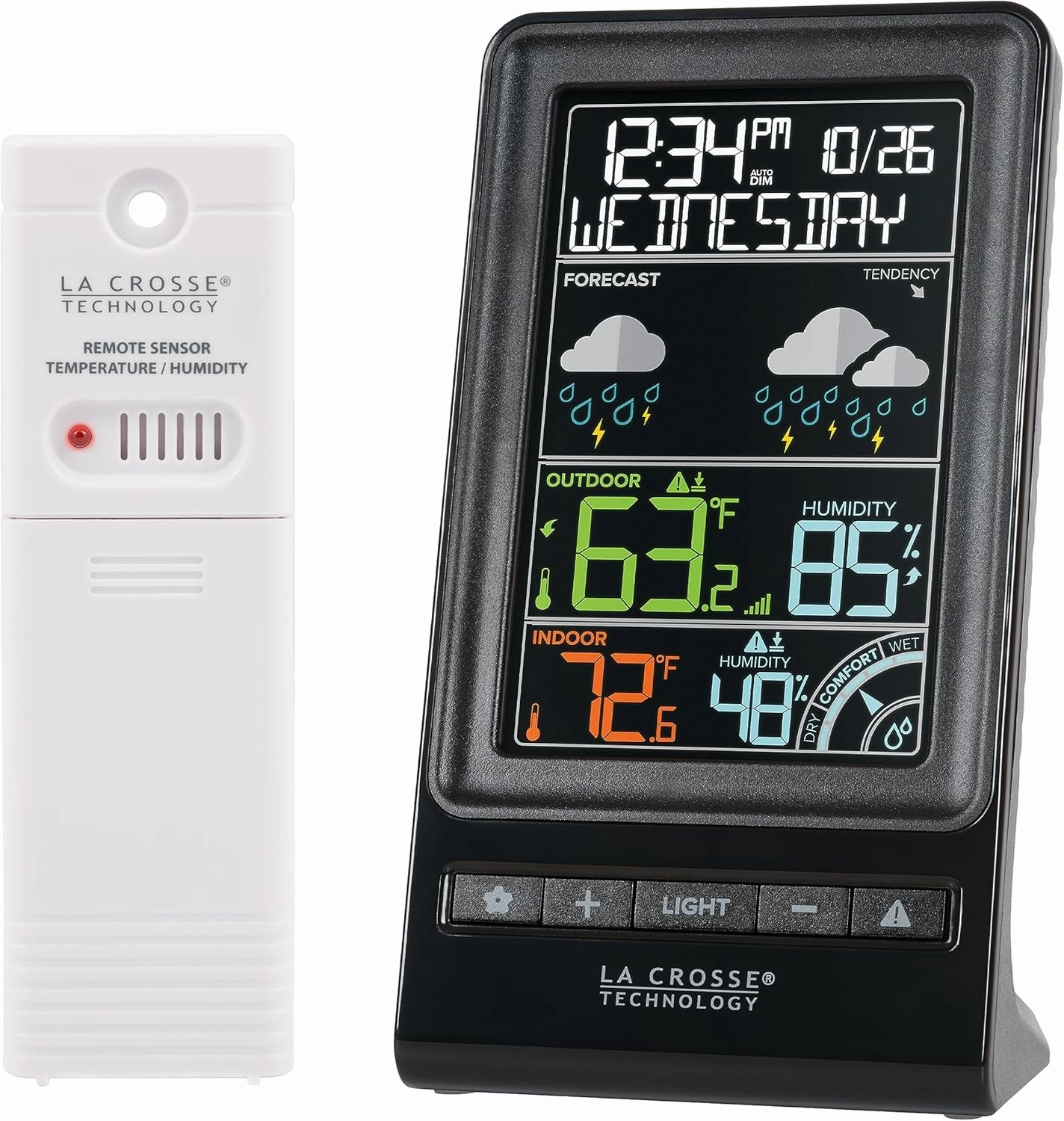 La Crosse Technology Digital Multi-Color Wireless Forecast Station, Black