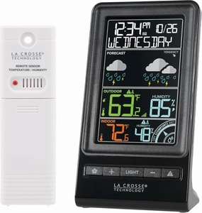 La Crosse Technology Digital Multi-Color Wireless Forecast Station, Black
